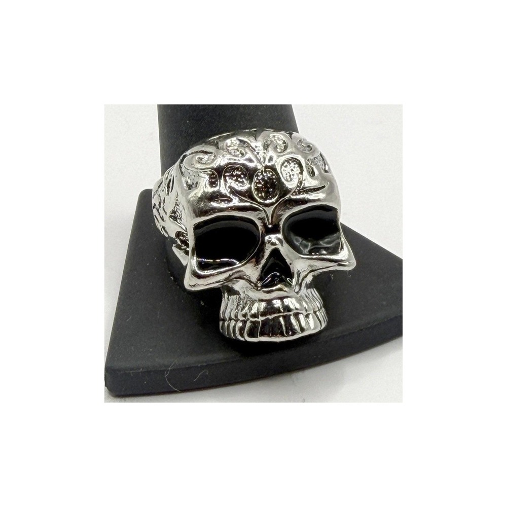 Skull Ring Stainless Steel Silver Tone Gothic Punk Biker Ring Size 11.25 New